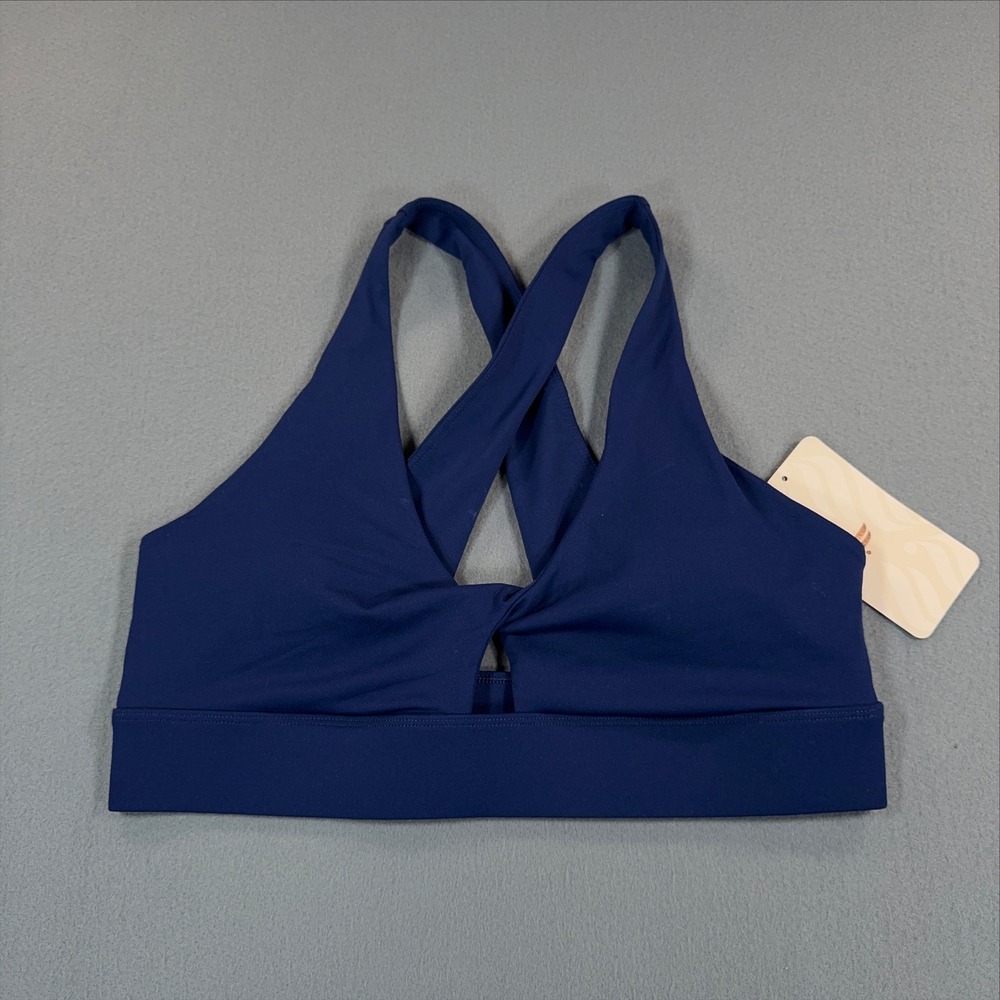 Fabletics Navy Blue Twist Front Cross Back Sports Bra Size Large BA2044049-8510